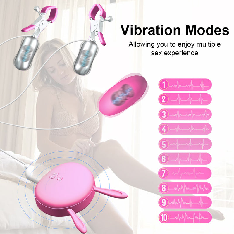 Nipple Clamps with Egg Vibrator Vibrating Breast Clips Sex Toys for Women