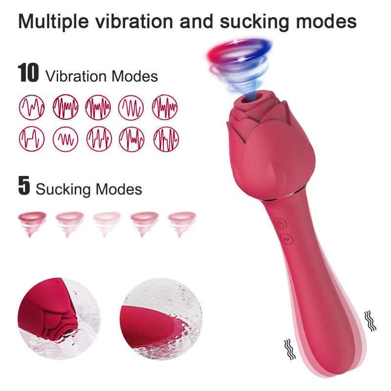 Rose Vibrator Vagina Sucking Vibrators Intimate Good Nipple Sucker Oral Licking Clitoris Stimulation Powerful Sex Toys for Wom