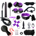 Exotic Bed Bondage Set BDSM Kits Sex Toys For Adults Games Leather Handcuffs Whip Gag Nipple Clamps